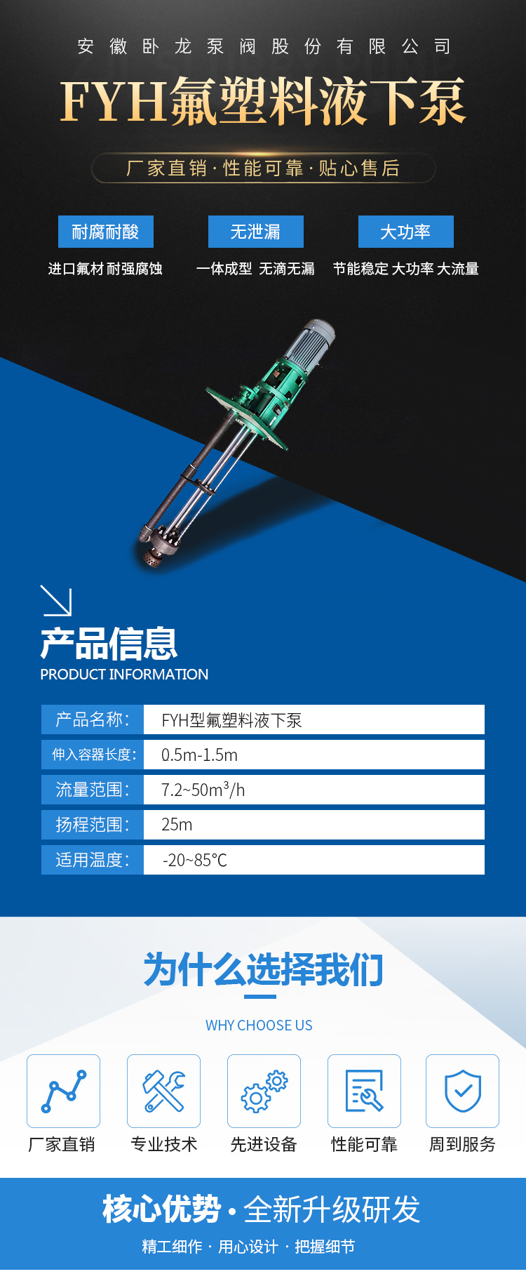 安徽卧龙FYH氟塑料液下泵